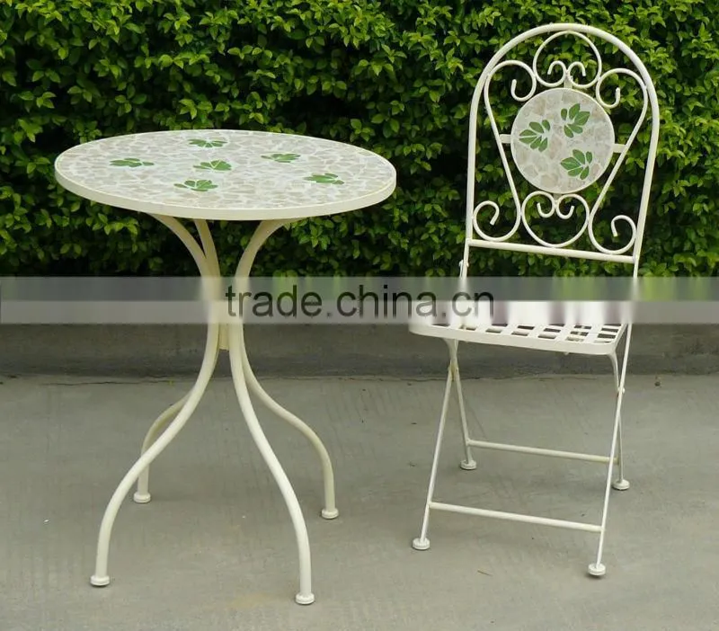 Folding Antirust Wrought Irons Mosaic Table