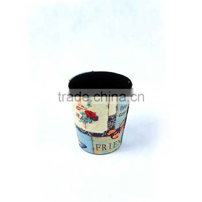 Eco-friendly Trash Can Faux Leather Open Top Standing Waste Bin