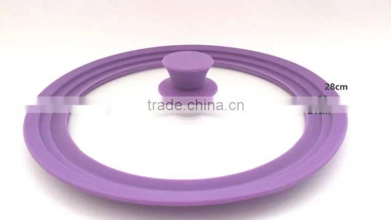 The Large Universal Pot Pan Lid Tempered Glass Cover with Silicone Rim
