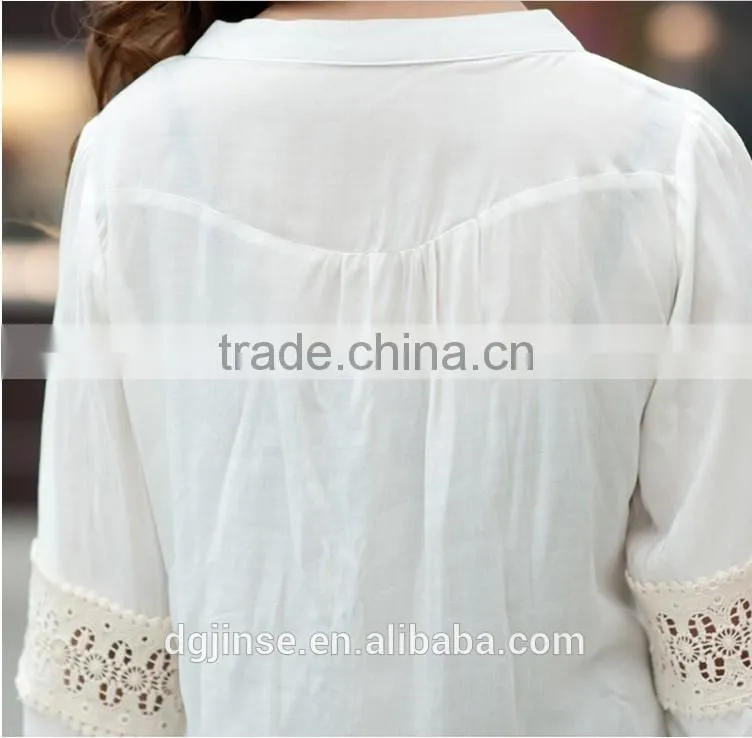 2015 Plus size women clothing ladies slim 6XL floral lace blouse palace Three Quarter sleeve cardigan shirt