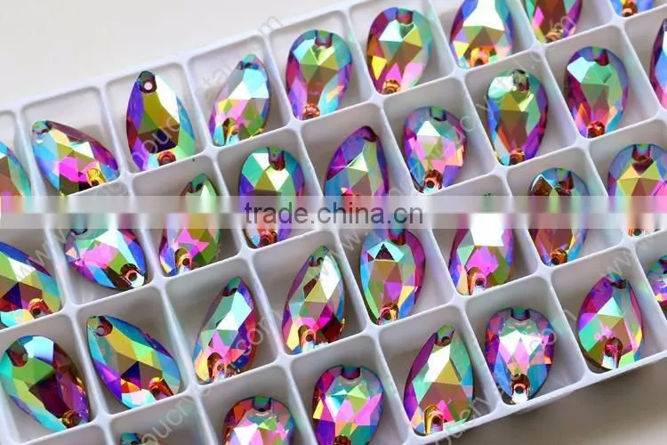 Polished drop ab sew on rhinestones,flatback k5 quality sewing crystal stones