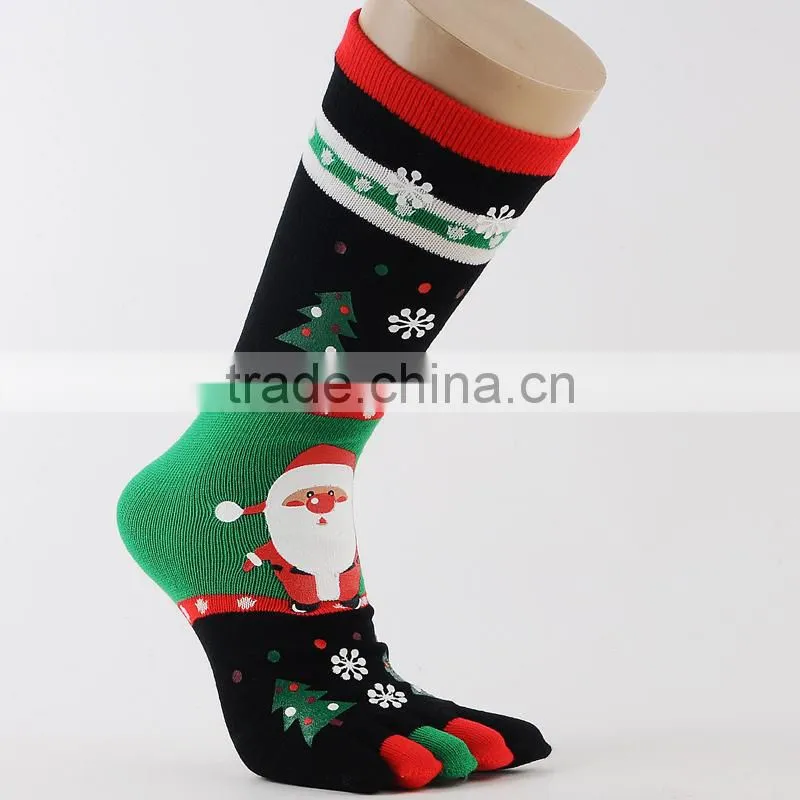Popular Crazy Selling christmas five toes socks