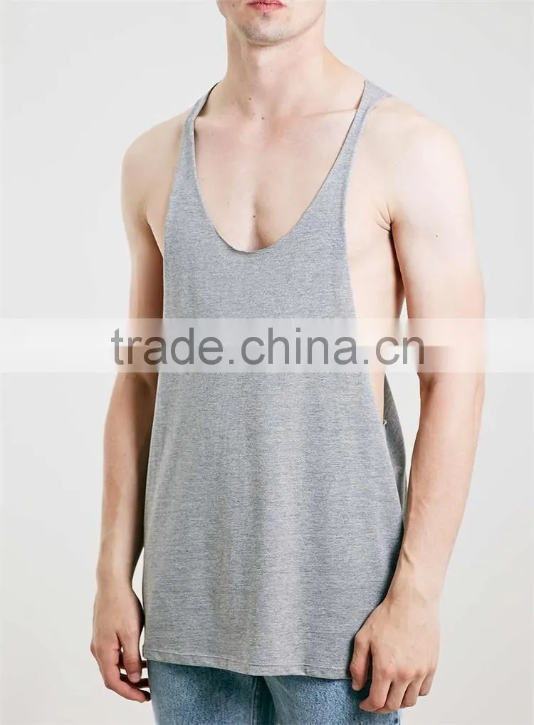 Trade assurance supplier plain grey stringer singlet for men