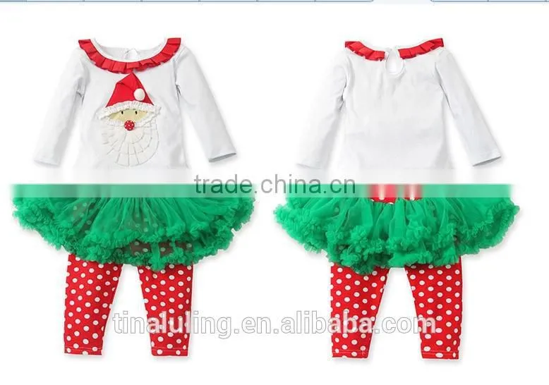 new 2015 girls christmas clothing kids santa claus outfits children christmas days clothes