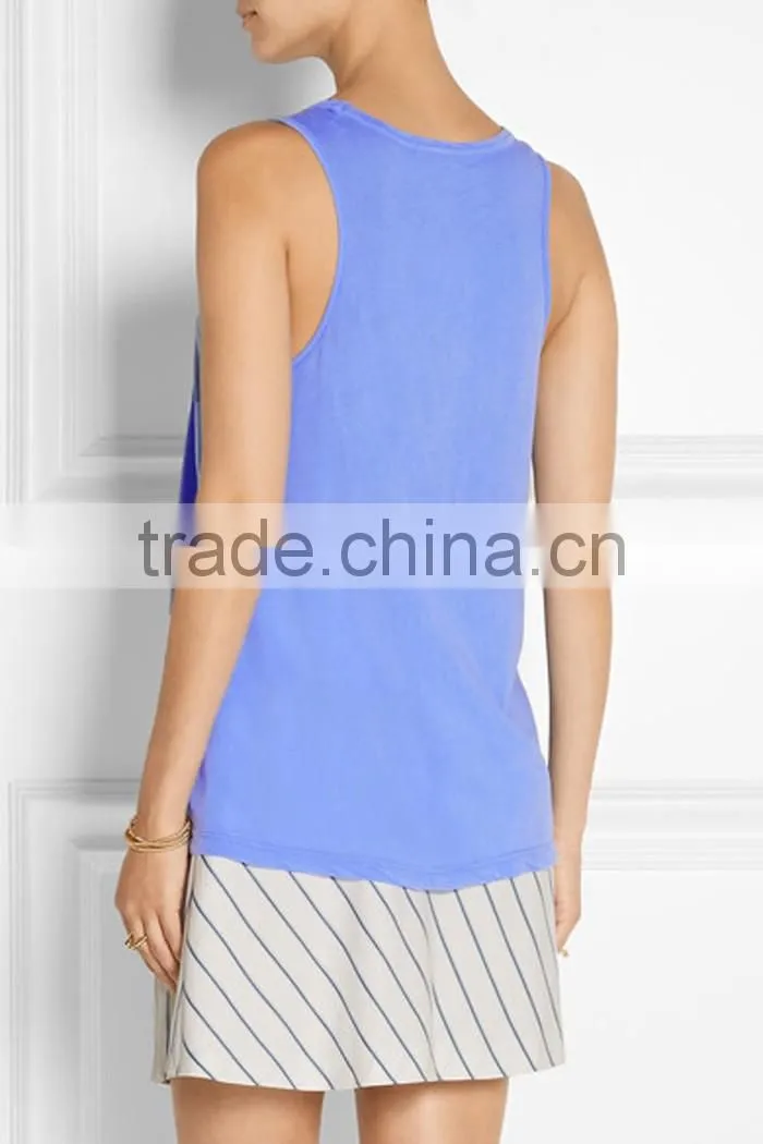 Blue blank gym tank top for women