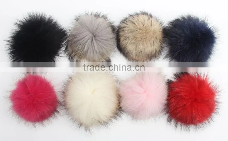 12-13cm Raccoon Fur Ball DIY Charm keyrings Fur Pom Pom Ball For shoes Headgear Hats Caps Pendant Chaveiro Scarves Accessory