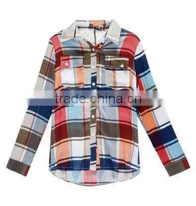 women cotton blouses/2013 cheap plaid shirts