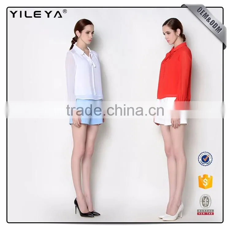 Fashion design lady blouse,korean fashion long sleeves blouse,high neck design of blouse