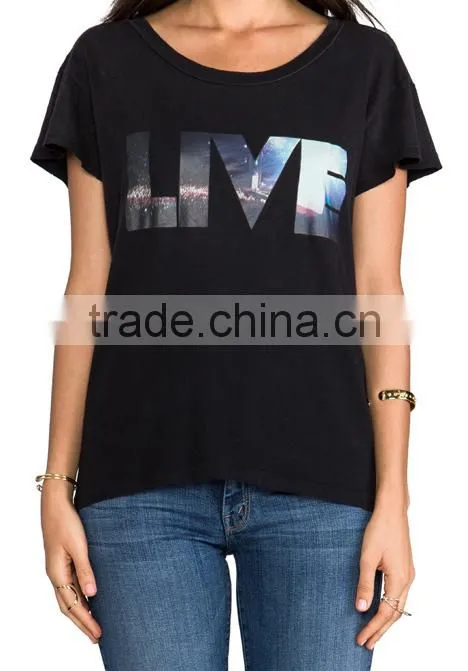 silver foil printing t-shirts 80% cotton 20% polyester