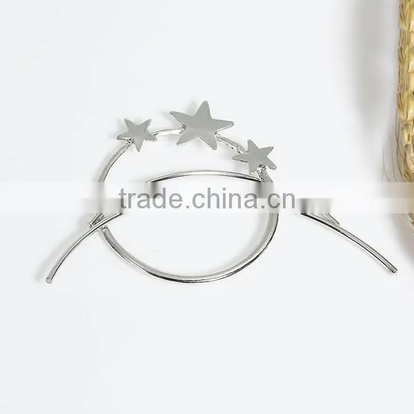 Wholesale Zinc Based Alloy Circle Ring Silver Tone Pentagram Star Wedding Hairpins
