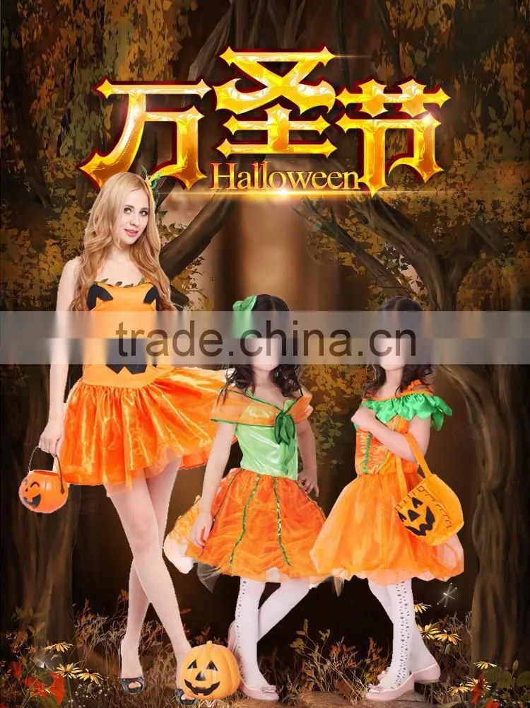 Fashion baby halloween holidays lace tutu pumpkin costume for girl