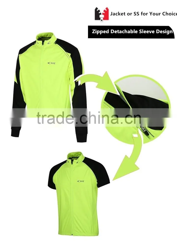 Detachable sleeves transformer windproof cycling jacket