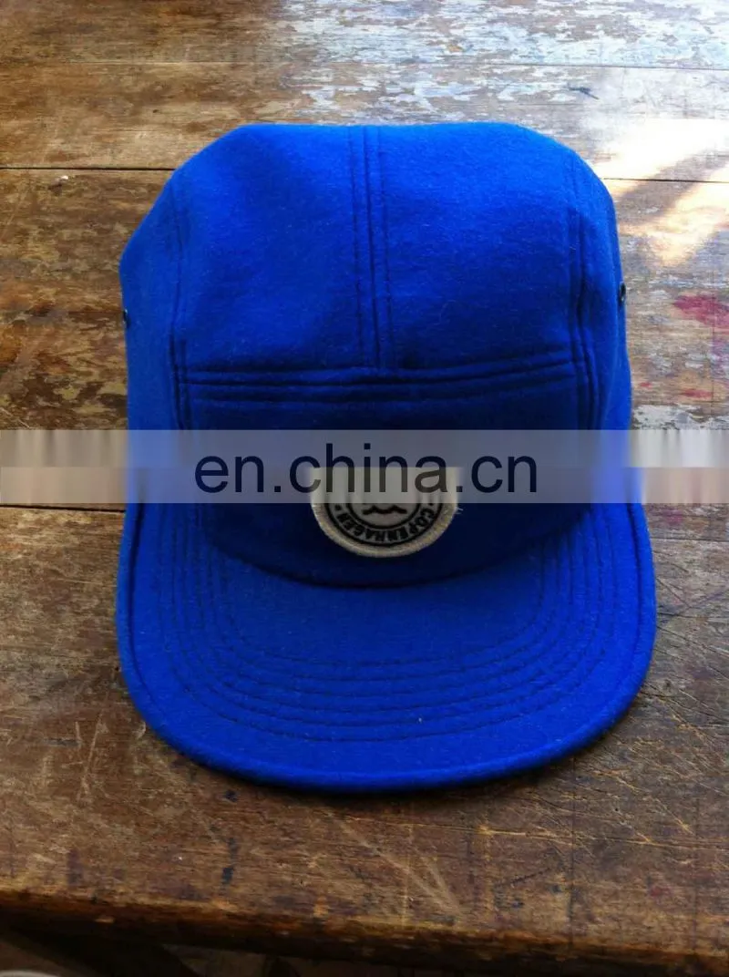 Beauty jewelry blue five panel wool camp snapback hat