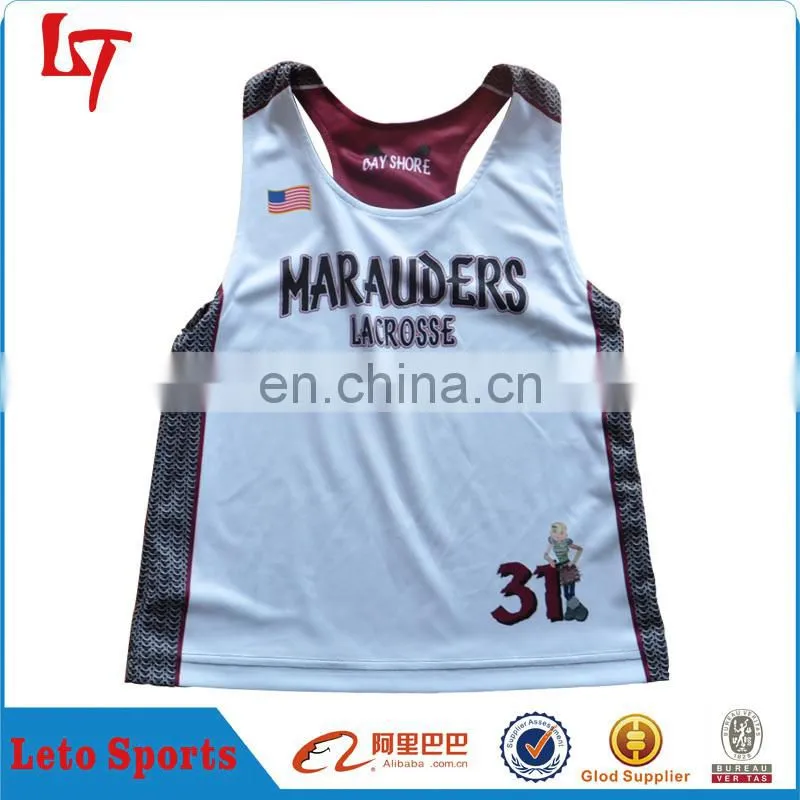 women's reversible lacrosse top polyester lacrosse tank top pinnies college lacrosse pinnies jersye