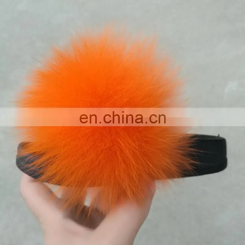 Children style baby cute genuine fox fur slipper wholesale fashion fur slippers