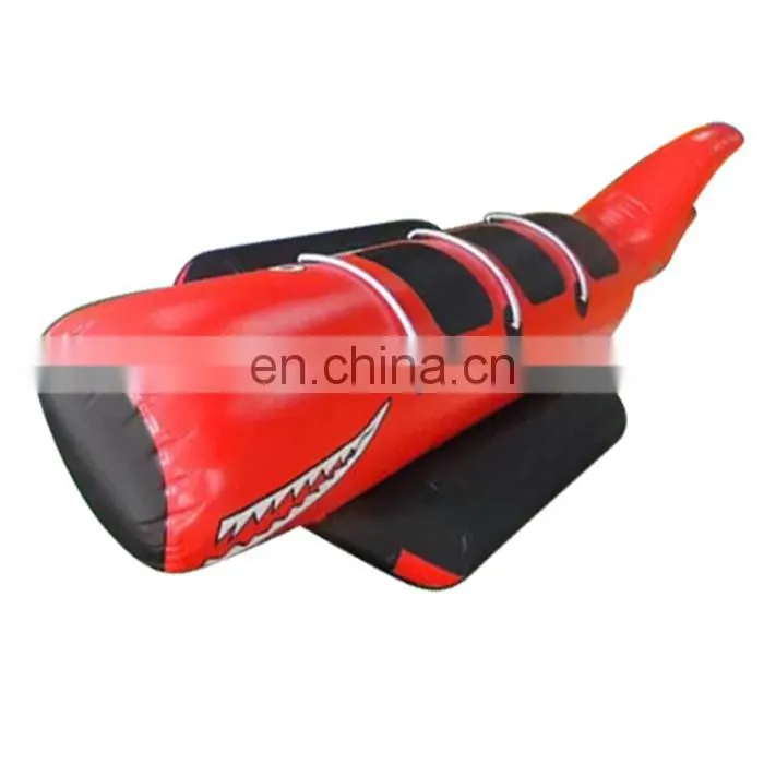 high quality 0.9mm pvc infalatable banana boat ,inflatable water game toy , used giant water banana boat for sale