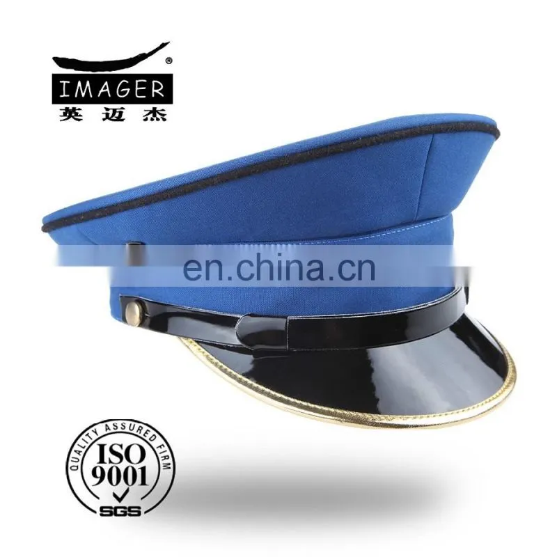 Fabrics embroidered crew commander peaked cap with back flap
