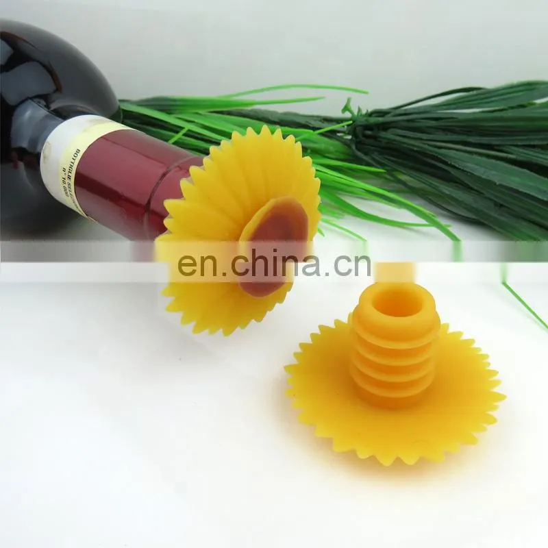 Wine Champagne Beverage Beer Wine Stopper Silicone Sunflower Shape Silicone Wine Bottle Stopper