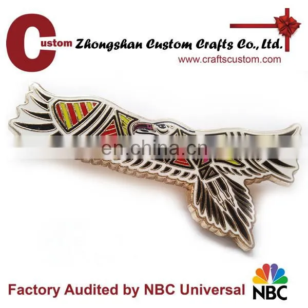 custom printed logo enamel metal hat badge