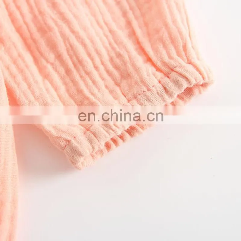Lovely Baby Clothing Romper Long Sleeve Linen Ruffle Baby Romper