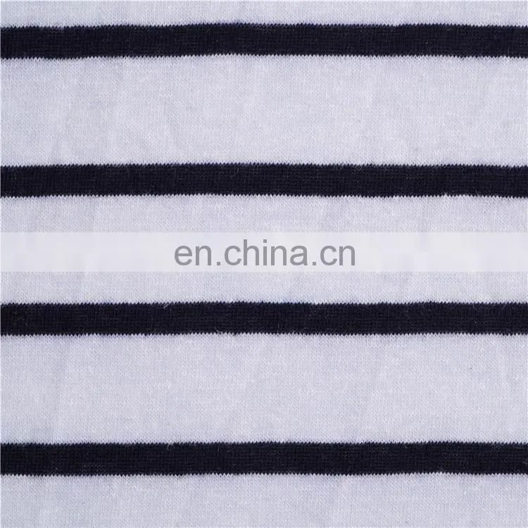 Closeout Linen Polyester Stripe Print Jersey Fabric for apparel