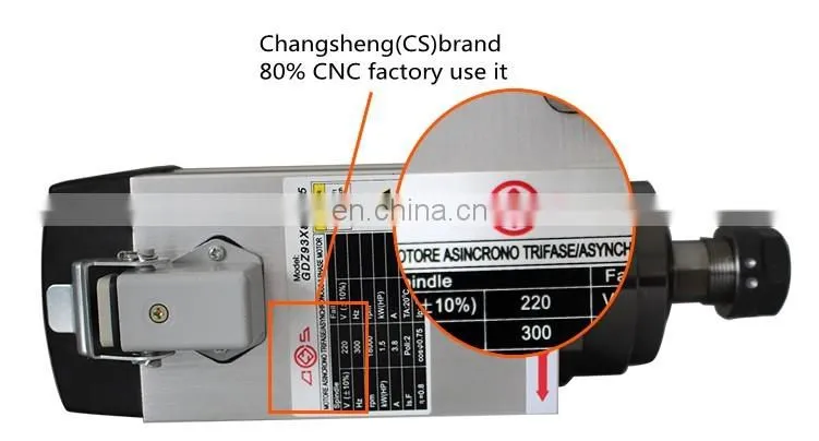 HONGJUN 220V 4 Ceramic bearing Square 2.2kw Air cooled spindle motor ER20 runout-off 0.01mm CNC Engraving milling grind