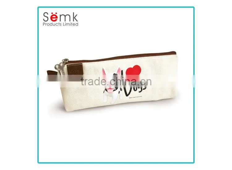 Hot sale polyester magnetic animal printing cotton pencil case for girl