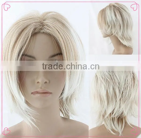 cheap japanese synthetic white short cheap fake cosplay hair wig