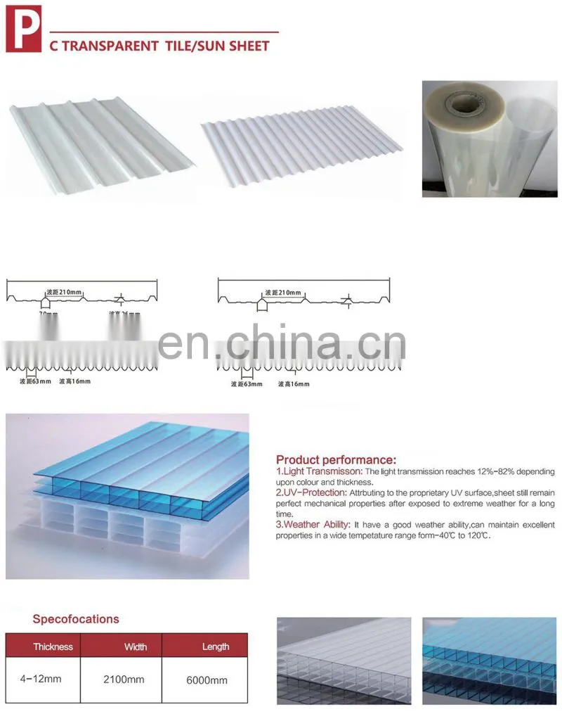 polycarbonate thermoplastic corrugated transparent plastic roofing tiles sheets roofing tile roofing s