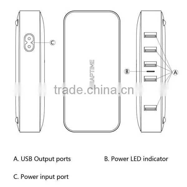 6 Port USB Charging Station Multi-Port USB Charger Desktop Hub for iPhone 6s