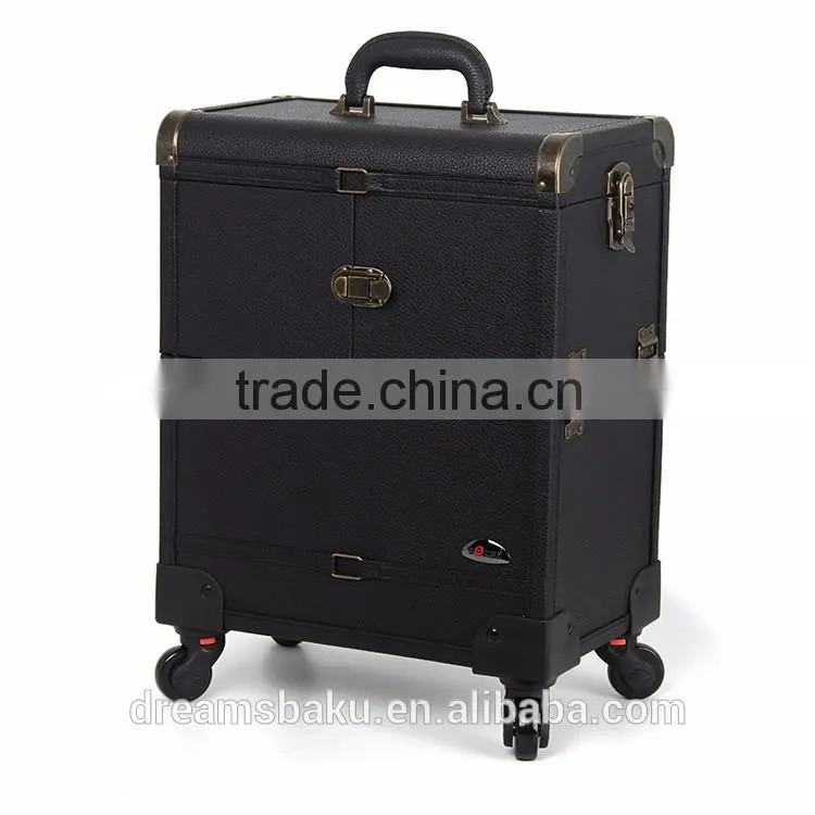 China OEM trolley makeup artist case with rolling wheels