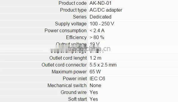 Power Adapter AK ND 01 19V 3.42A 65W