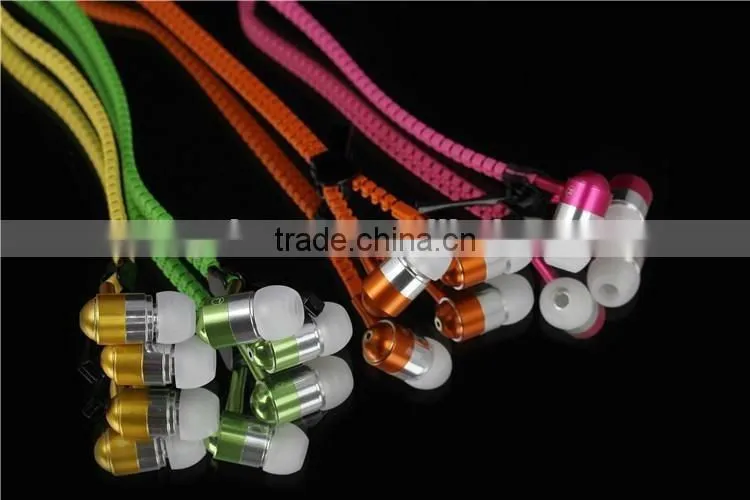 Fancy zipper earphone for mobile phone, mobile zipper earphone