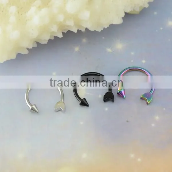 Forever Fashion Stainless Steel Horseshoe Circular Rainbow Nose Rings