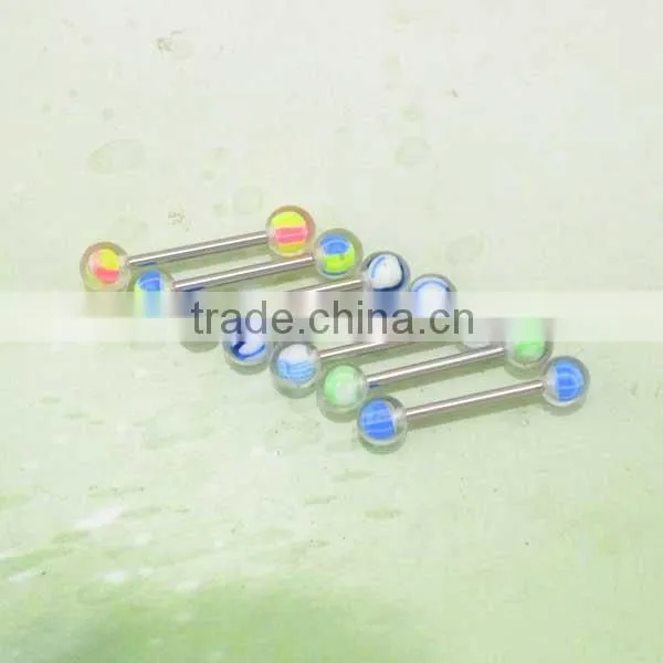 Top quality steel bar camouflage resin ball personalized cheap tongue rings