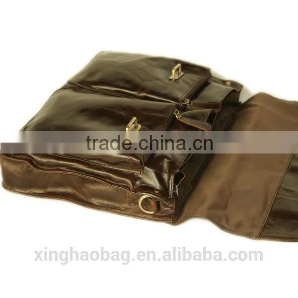 2014 branded men's briefcase brown leather briefcase bag