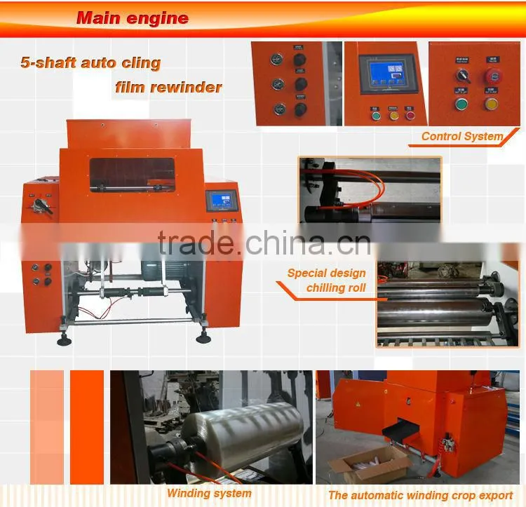New Design 5-Shaft Auto Cling Film Rewinder rewind stretch