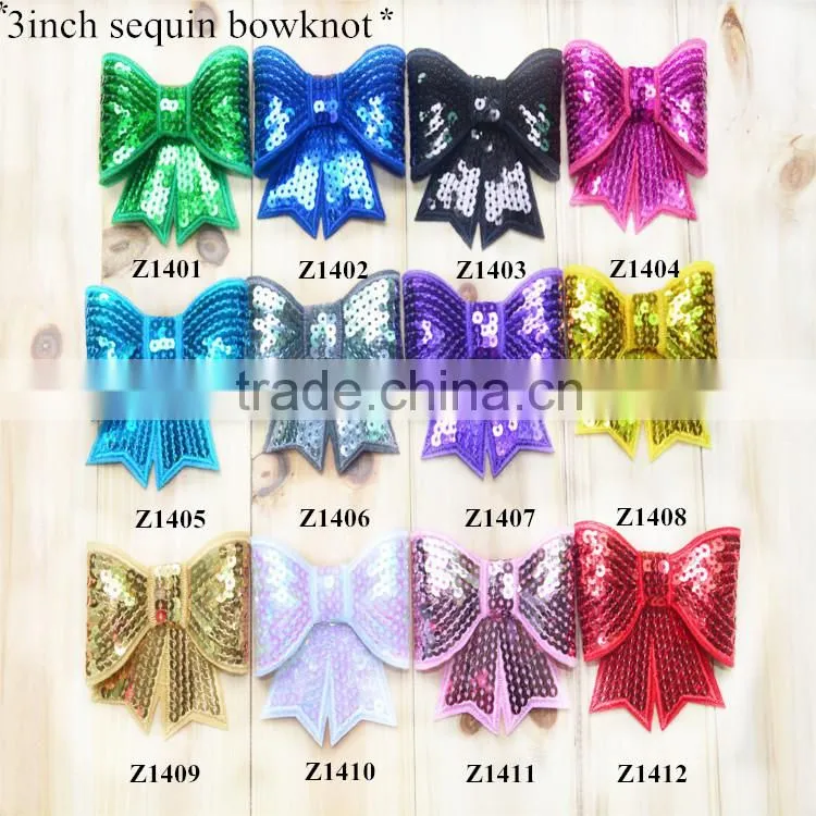 hot pink shiny bow -baby hair flower clips headband hair accessory bows -handmade sequin fabric bowknot in 32 colors