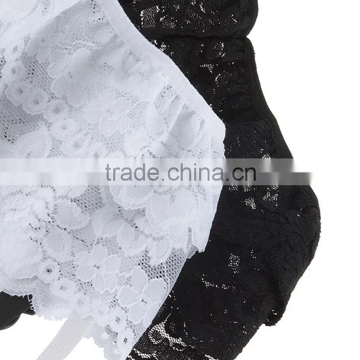 1pcs Black/White Lace 2 Layers Floral Garter Belt Lingerie Skirt Stocking Suspender Sexy Lady