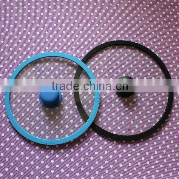 Silicone rim tempered glass lid