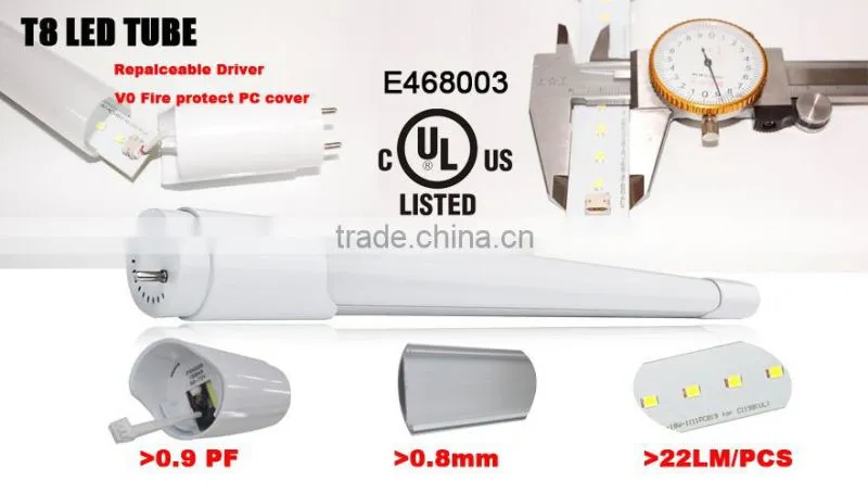 2016 hot-sell new product high lumen 120lm/w 4ft 5ft t8 led tubes cri 80
