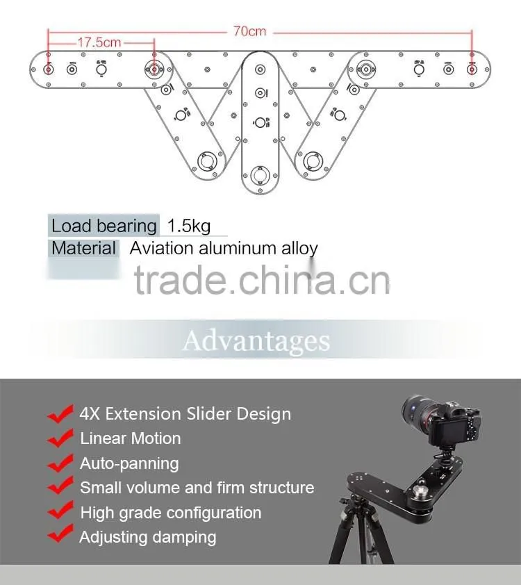 China factory produce cnc machining mini aluminum video camera slider