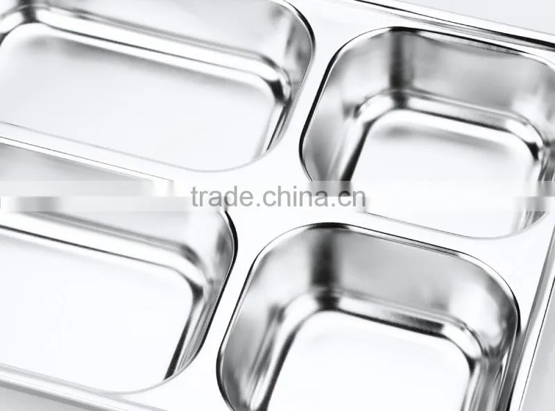 stainless steel lead and bpa free dinner square thick plate with cover for hotel 2015