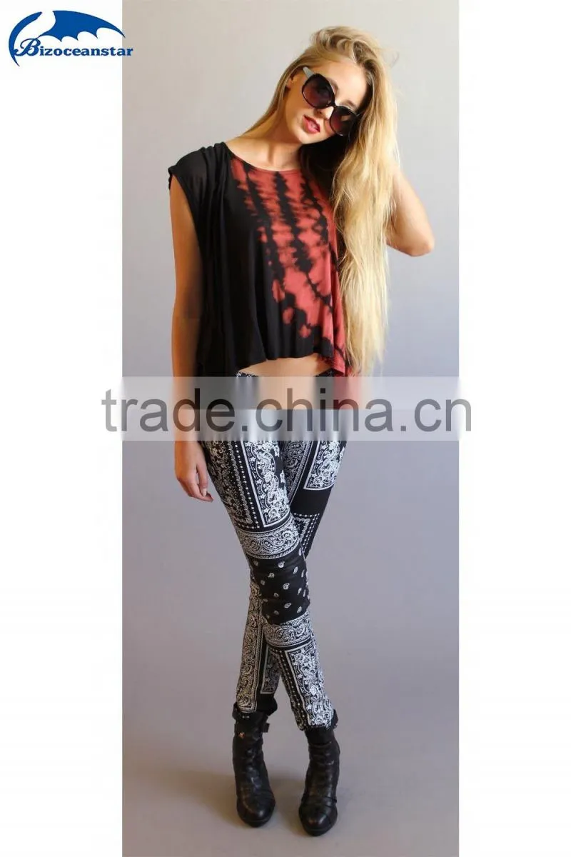 Women Stretch Denim Jeans Bandana Style in Black & White