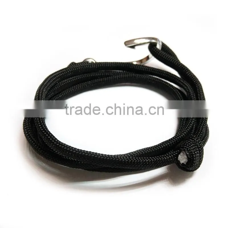 2016 new fashion mens nautical rope top selling bracelet hook charm OEM