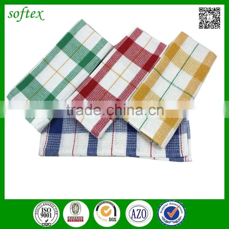China supplier cheap jacquard kitchen towel cotton check waffle