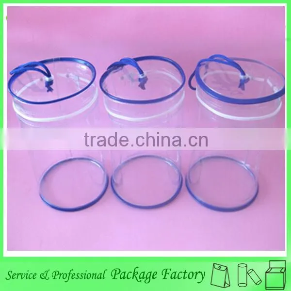 Zipper plastic custom round bag with handle
