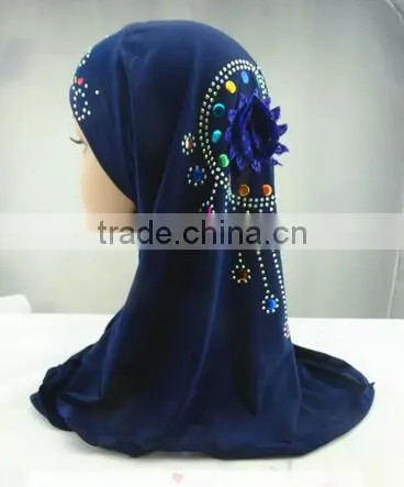 H177 small girl hijab with flower on back,new style scarf hijab