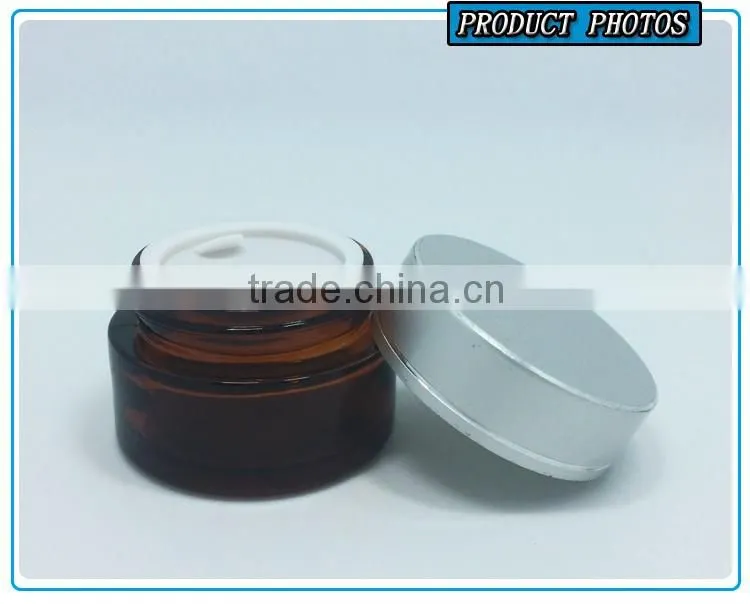 30ml amber cosmetics glass cream jar with aluminum lids
