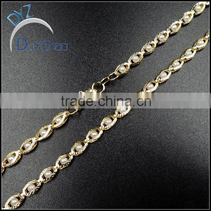 latest design beautiful long hip hop pearl necklace for women